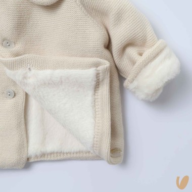 Cappottino in lana e ecopelliccia Neonato