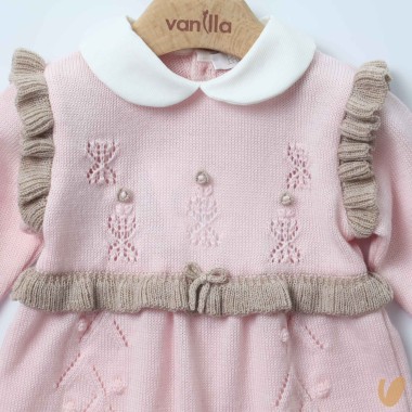 Tutina in lana fiorellini Set Nascita e Uscita Clinica