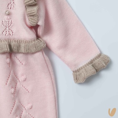 Tutina in lana fiorellini Set Nascita e Uscita Clinica