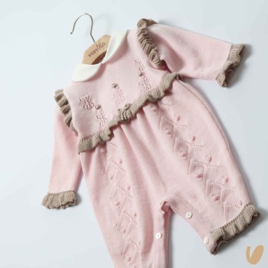 Tutina in lana fiorellini Set Nascita e Uscita Clinica