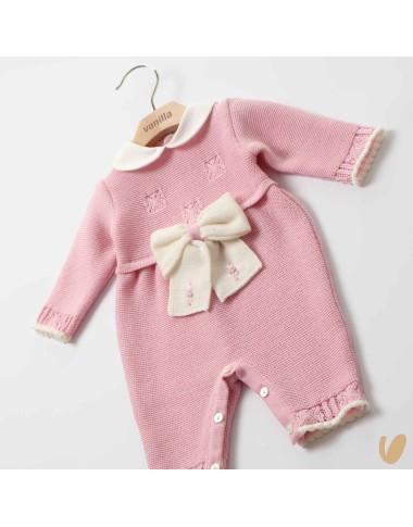 Tutina in lana fiocco e ricami Neonata