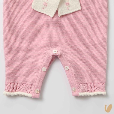 Tutina in lana fiocco e ricami Neonata