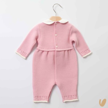 Tutina in lana fiocco e ricami Neonata