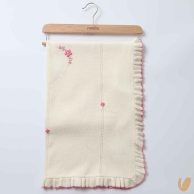 Coperta in lana cuore e fiori ricamati Coperta e Lenzuola