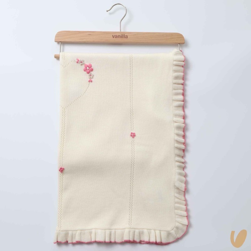 Coperta in lana cuore e fiori ricamati Coperta e Lenzuola