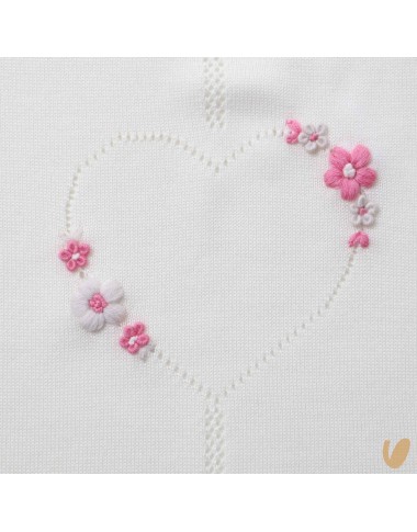 Heart wool blanket and embroidered flowers