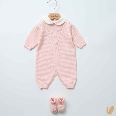 Tutina e babbucce in lana Set Nascita e Uscita Clinica