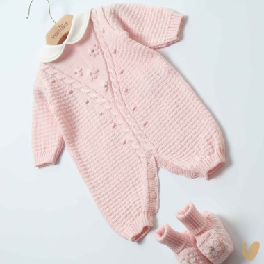 Tutina e babbucce in lana Set Nascita e Uscita Clinica