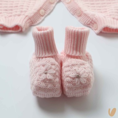 Tutina e babbucce in lana Set Nascita e Uscita Clinica