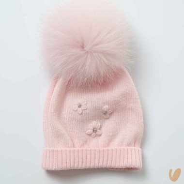 Cappello in lana con ponpom Cappello e Guanti