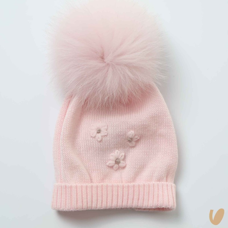 Cappello in lana con ponpom Cappello e Guanti