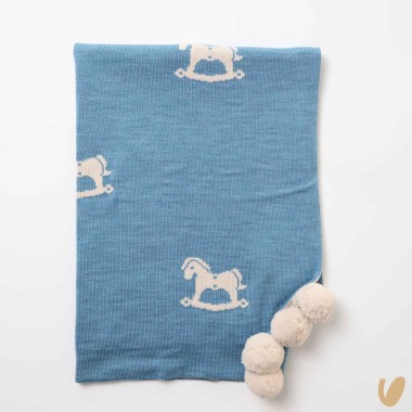 Coperta dondoli e ponpon in lana Coperta e Lenzuola