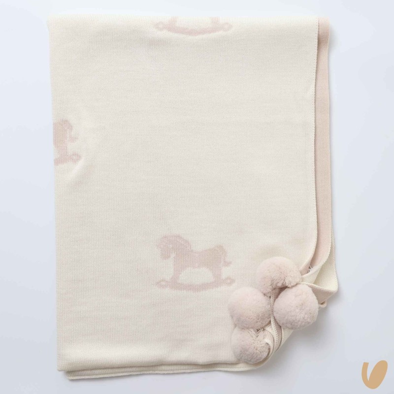 Coperta dondoli e ponpon in lana Accessori