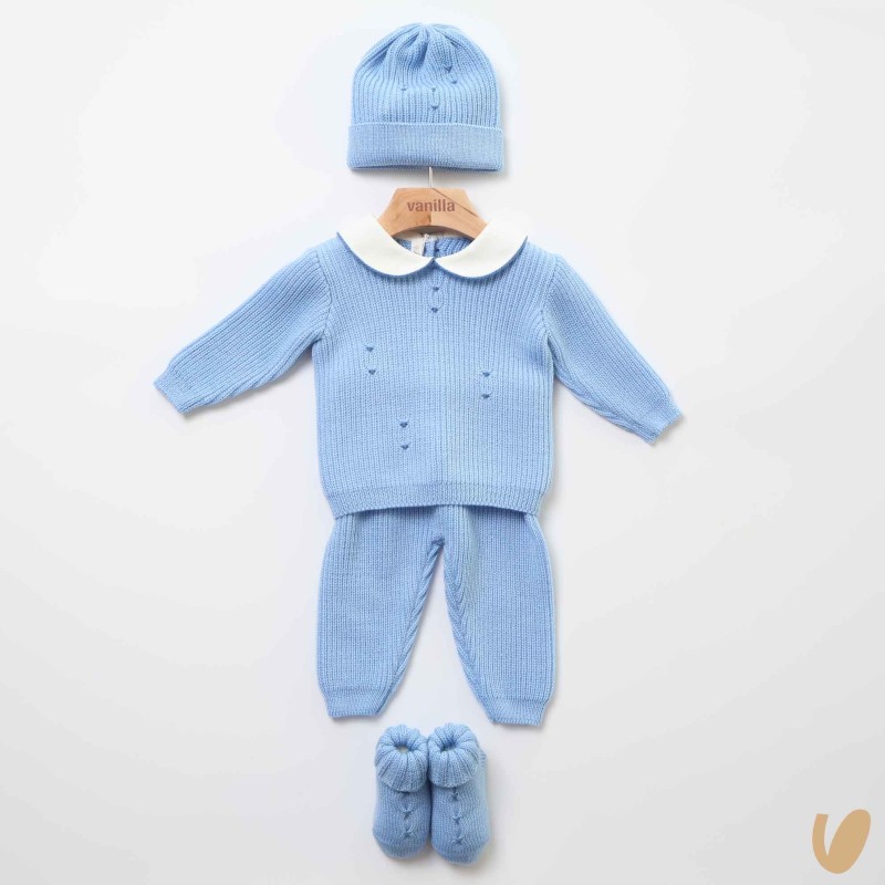 Completo nascita maglia inglese in lana Set Nascita e Uscita Clinica