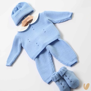 Completo nascita maglia inglese in lana Set Nascita e Uscita Clinica