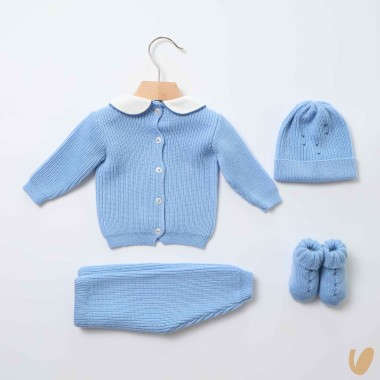 Completo nascita maglia inglese in lana Set Nascita e Uscita Clinica