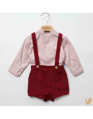 Completo camicia e bermuda con bretelle Neonato 0/36