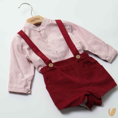 Completo camicia e bermuda con bretelle Neonato 0/36