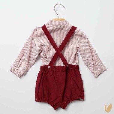 Completo camicia e bermuda con bretelle Neonato 0/36