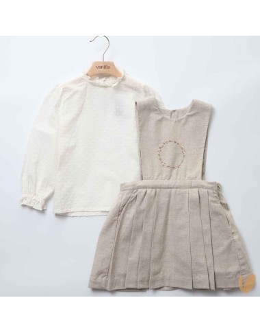 Embroidered dungarees and shirt