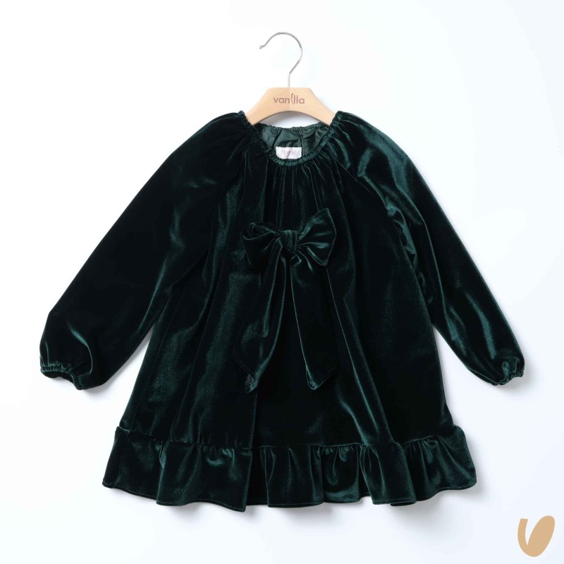 Abito in velluto con fiocco Bimba 2/8 anni