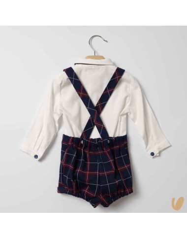 Completo camicia e bermuda con bretelle Neonato
