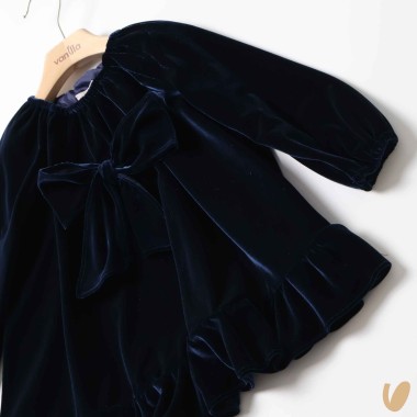 Abito in velluto con fiocco Bimba 2/8 anni