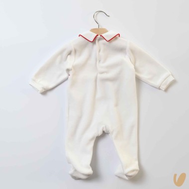 Tutina ciniglia ricamo punto smock Neonato 0/36