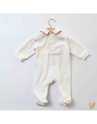 Tutina ciniglia ricamo punto smock Neonato 0/36
