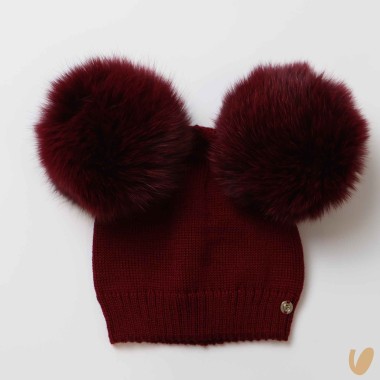 Cappello lana doppio ponpom Cappello e Guanti