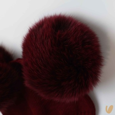 Cappello lana doppio ponpom Cappello e Guanti