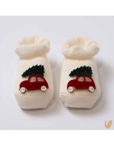 Scarpine auto natale in lana Babbucce 0/3 mesi