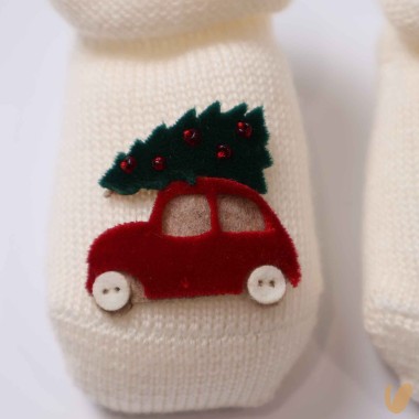 Scarpine auto natale in lana Babbucce 0/3 mesi