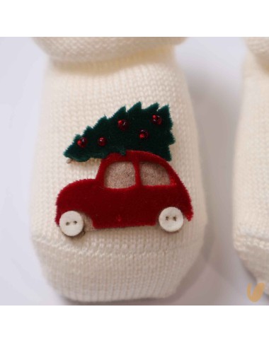 Scarpine auto natale in lana Babbucce 0/3 mesi