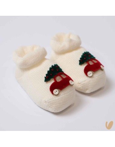 Scarpine auto natale in lana Babbucce 0/3 mesi