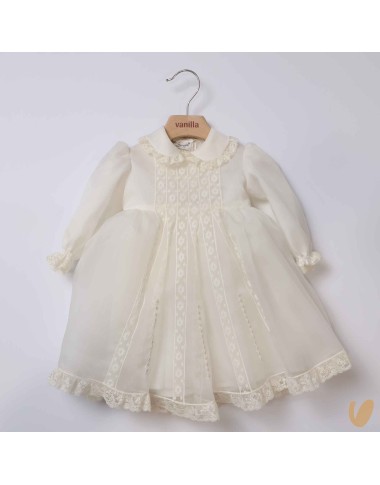 Abito in organza di seta e pizzo Battesimo