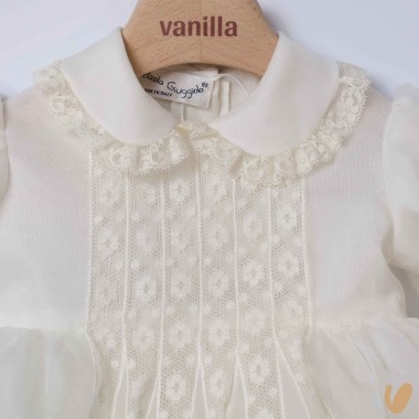 Abito in organza di seta e pizzo Battesimo