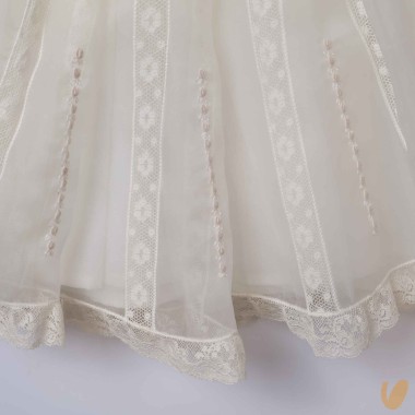 Abito in organza di seta e pizzo Battesimo