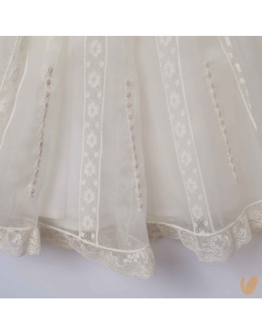 Abito in organza di seta e pizzo Battesimo