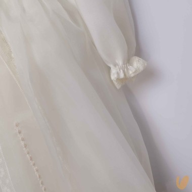 Abito in organza di seta e pizzo Battesimo