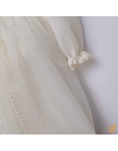 Abito in organza di seta e pizzo Battesimo