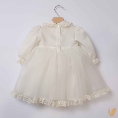 Abito in organza di seta e pizzo Battesimo