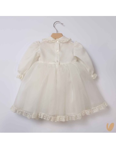 Abito in organza di seta e pizzo Battesimo