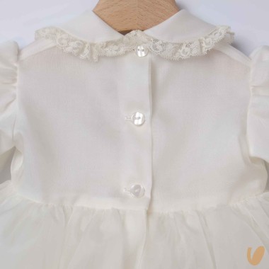 Abito in organza di seta e pizzo Battesimo