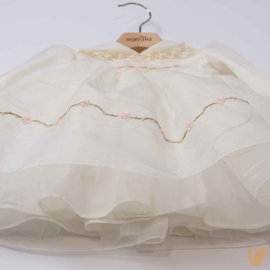 Abito in organza di seta ricamato Battesimo