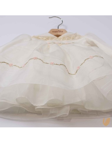 Abito in organza di seta ricamato Battesimo
