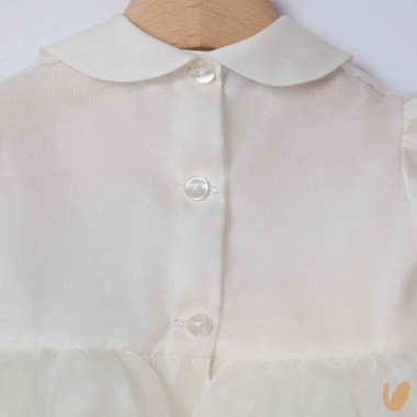 Abito in organza di seta ricamato Battesimo