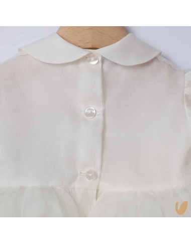 Abito in organza di seta ricamato Battesimo