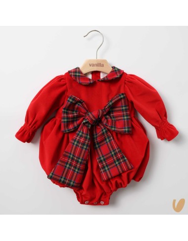 Velvet romper with bow