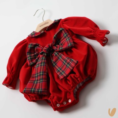 Pagliaccetto in velluto con fiocco Completo e Pagliaccetto